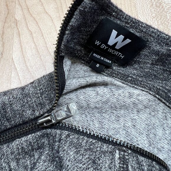 W By Worth Heather Gray Sleeveless Knit Dress Mock Neck Toggle Waist Size 8 - Picture 10 of 13